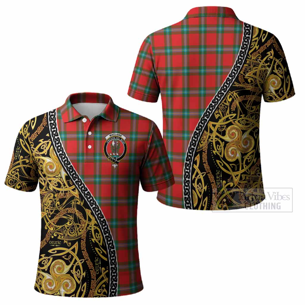 MacLaine (McLaine) Tartan Crest Polo Shirt Celtic Knot and Triple Trickle Spiral Symbols