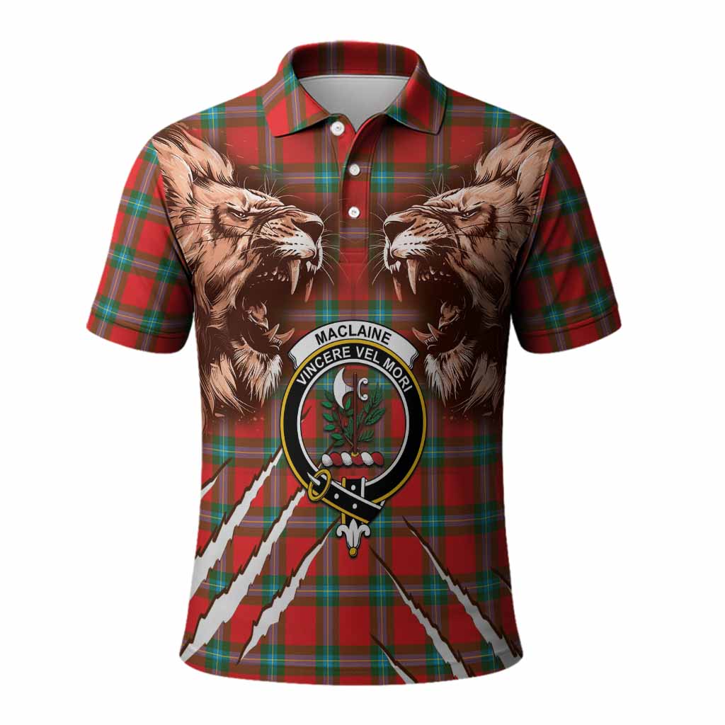 MacLaine (McLaine) Tartan Crest Polo Shirt Ferocious Lion Style