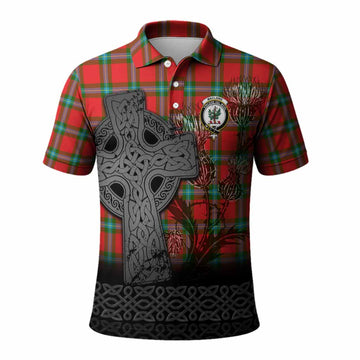 MacLaine (McLaine) Tartan Crest Polo Shirt Grunge Celtic Cross Scottish Thistle