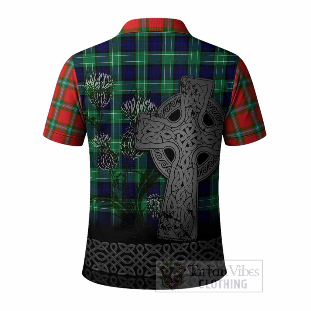 MacLaine (McLaine) Tartan Crest Polo Shirt Grunge Celtic Cross Scottish Thistle