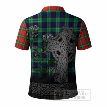 MacLaine (McLaine) Tartan Crest Polo Shirt Grunge Celtic Cross Scottish Thistle