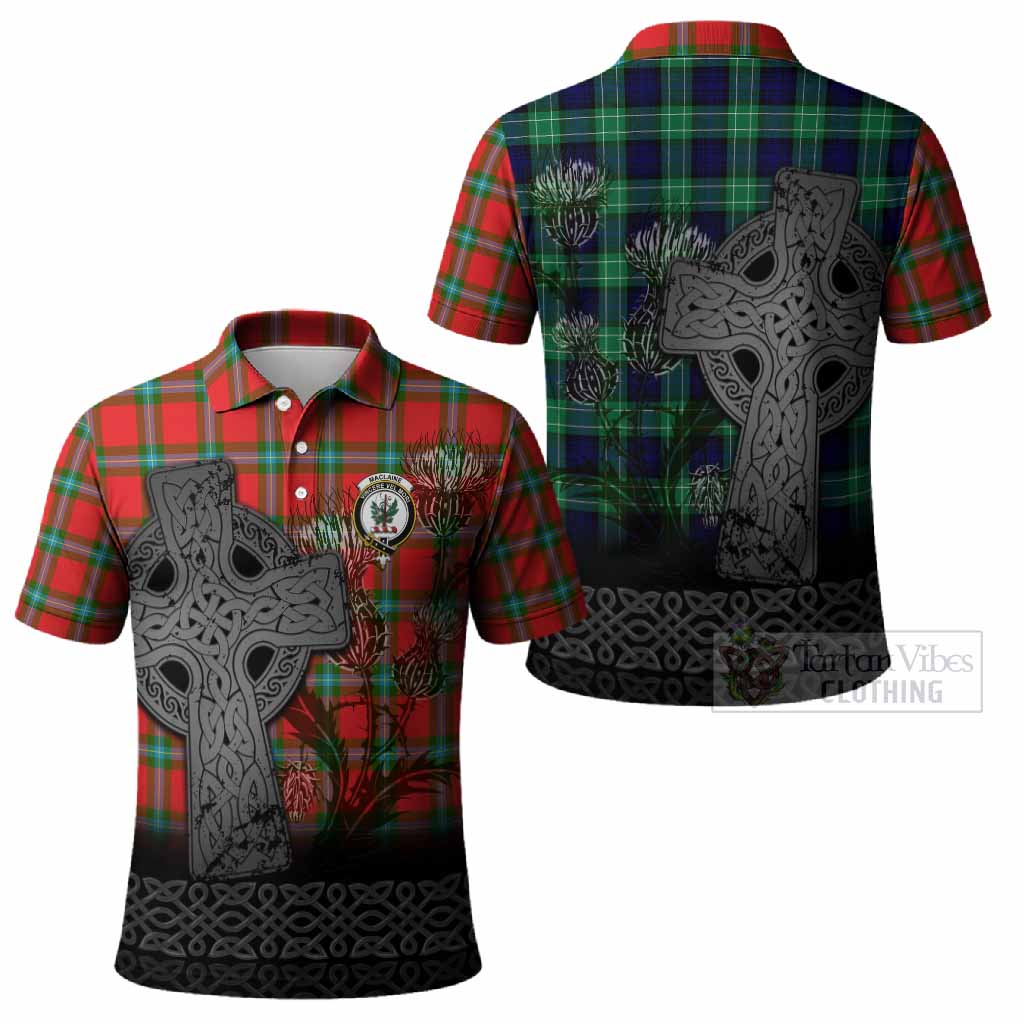 MacLaine (McLaine) Tartan Crest Polo Shirt Grunge Celtic Cross Scottish Thistle
