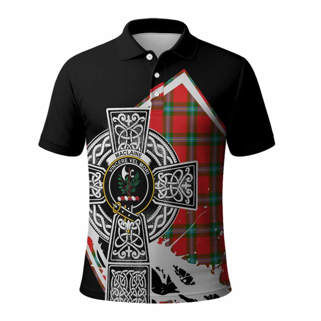 MacLaine (McLaine) Tartan Crest Polo Shirt Scottish Celtic Cross Heritage