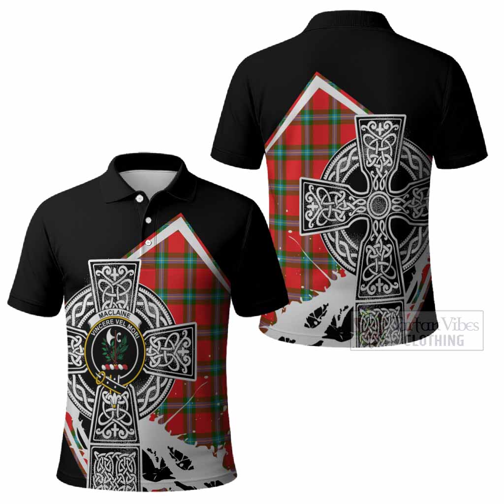 MacLaine (McLaine) Tartan Crest Polo Shirt Scottish Celtic Cross Heritage