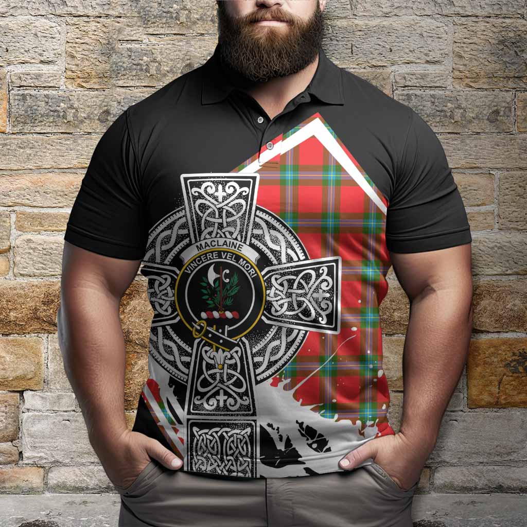 MacLaine (McLaine) Tartan Crest Polo Shirt Scottish Celtic Cross Heritage