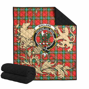 MacLaine (McLaine) Tartan Crest Premium Quilt with Scottish Iconic Symbols 