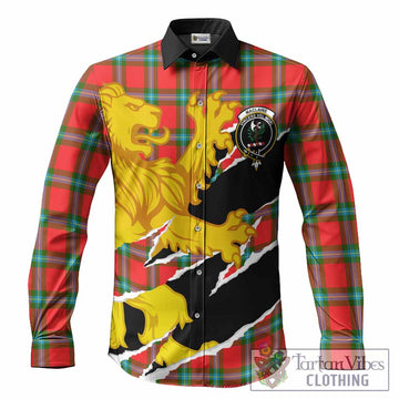 MacLaine (McLaine) Tartan Crest Scottish Long Sleeve Button Shirts Heraldic Golden Lion