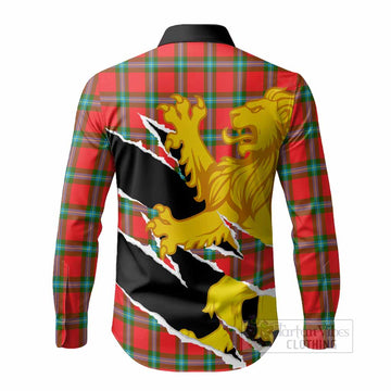 MacLaine (McLaine) Tartan Crest Scottish Long Sleeve Button Shirts Heraldic Golden Lion