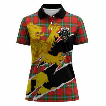 MacLaine (McLaine) Tartan Crest Scottish Women Polo Shirt Heraldic Golden Lion