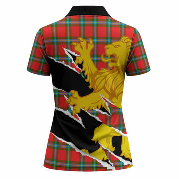 MacLaine (McLaine) Tartan Crest Scottish Women Polo Shirt Heraldic Golden Lion