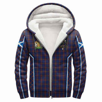 MacLaine (McLaine) Tartan Crest Sherpa Hoodie Scotland Coat of Arm Flag Style