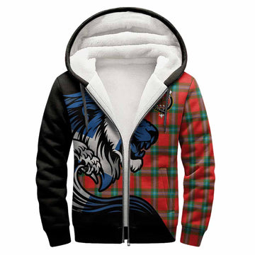 MacLaine (McLaine) Tartan Crest Sherpa Hoodie Scottish Golden Lions Wave Flow