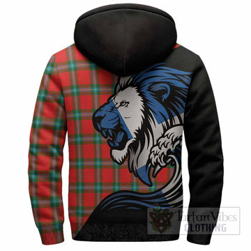 MacLaine (McLaine) Tartan Crest Sherpa Hoodie Scottish Golden Lions Wave Flow