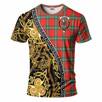 MacLaine (McLaine) Tartan Crest T-Shirt Celtic Knot and Triple Trickle Spiral Symbols