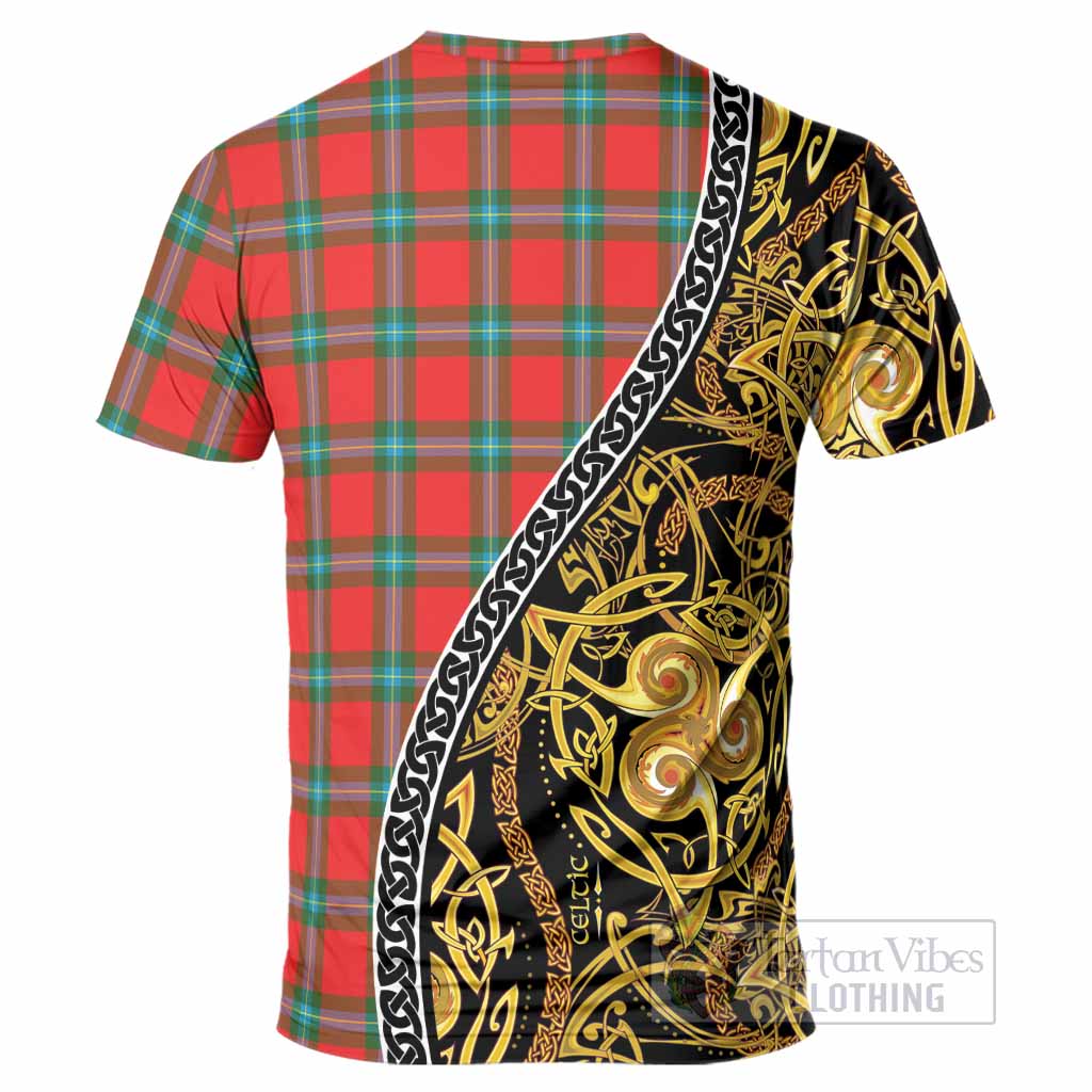 MacLaine (McLaine) Tartan Crest T-Shirt Celtic Knot and Triple Trickle Spiral Symbols