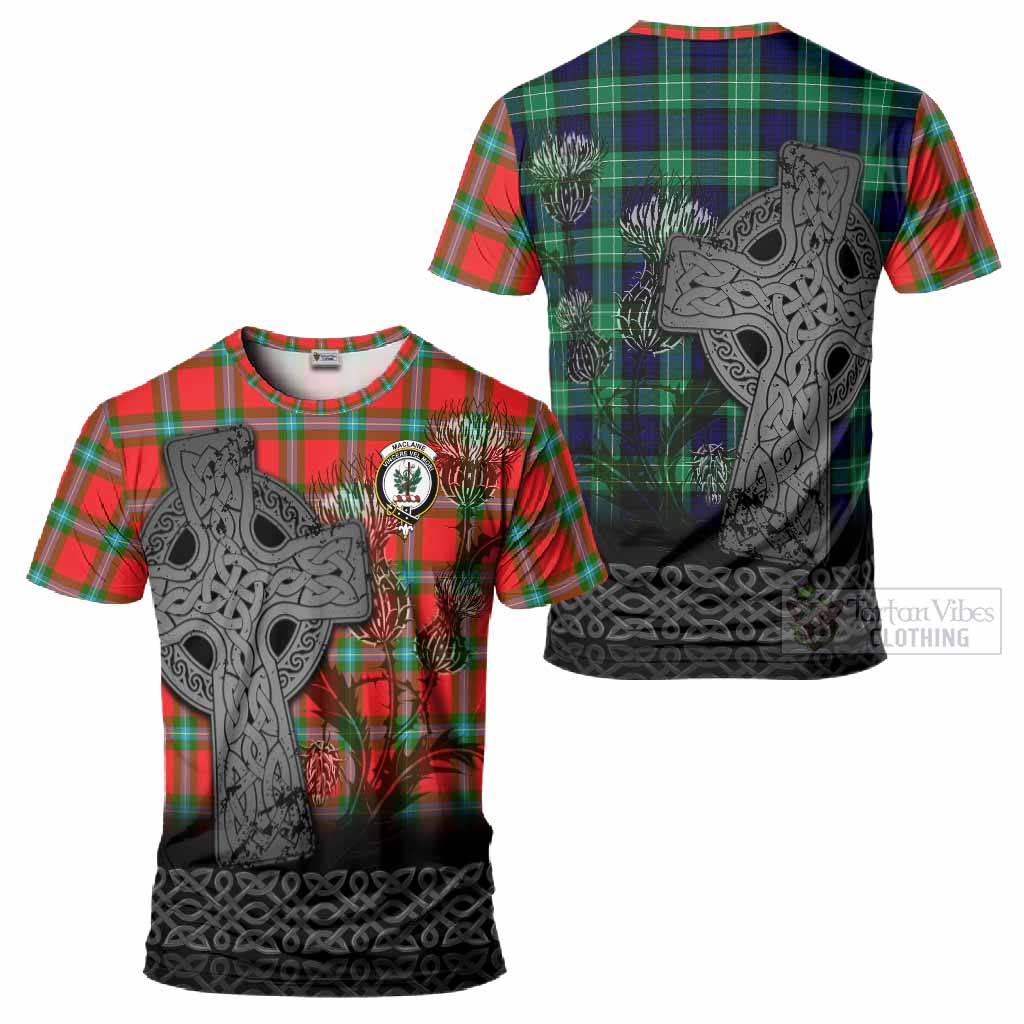 MacLaine (McLaine) Tartan Crest T-Shirt Grunge Celtic Cross Scottish Thistle