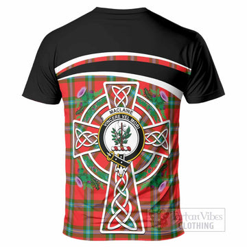MacLaine (McLaine) Tartan Crest T-Shirt Scottish Thistle Celtic Cross Alba Gu Brath
