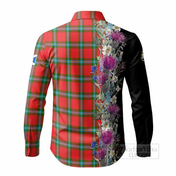 MacLaine (McLaine) Tartan Crest Thistle Floral Long Sleeve Button Shirts