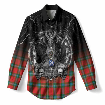 MacLaine (McLaine) Tartan Crest Women Casual Shirt Celtic Odin's Raven Legacy