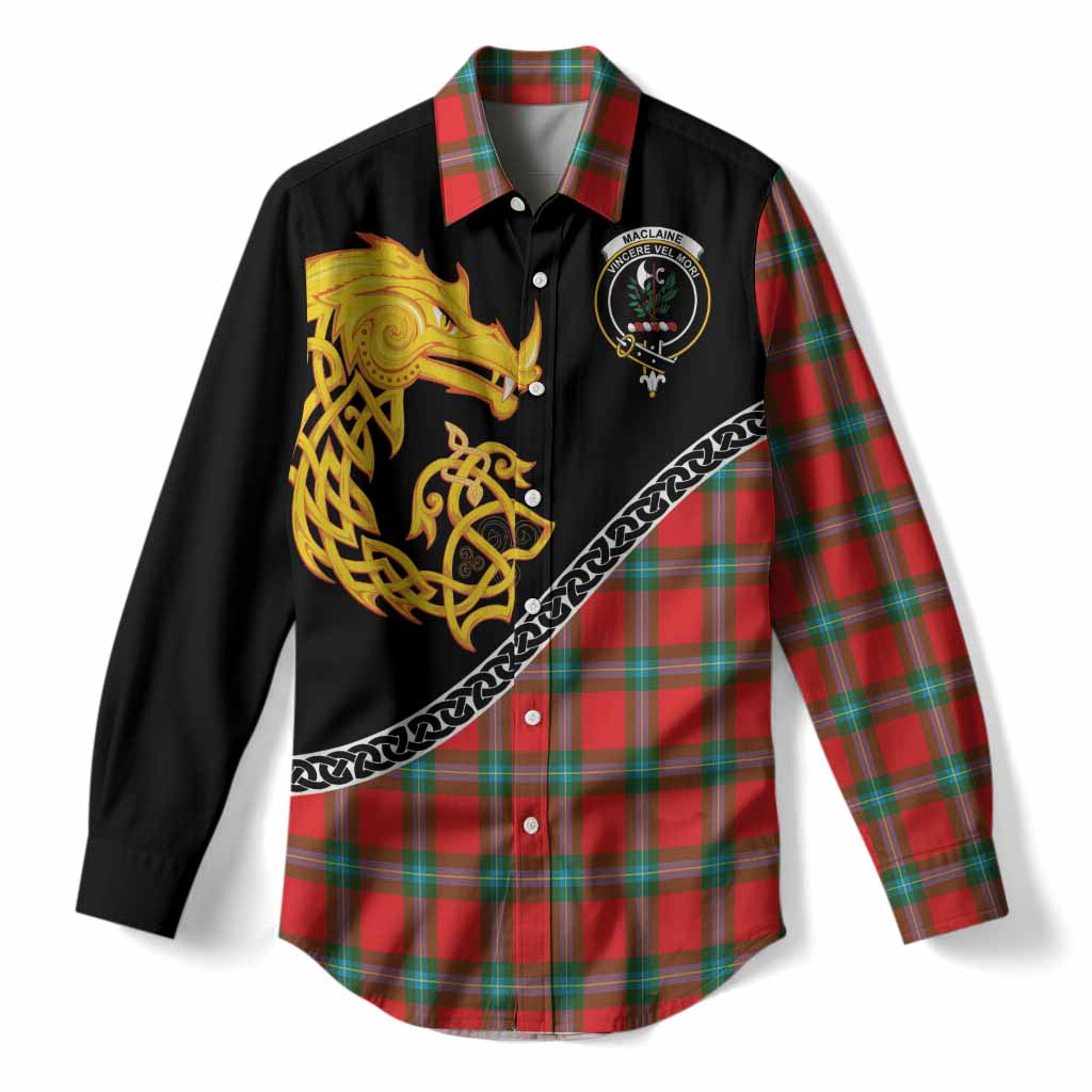 MacLaine (McLaine) Tartan Crest Women Casual Shirt Legendary Dragon Knot Half Style