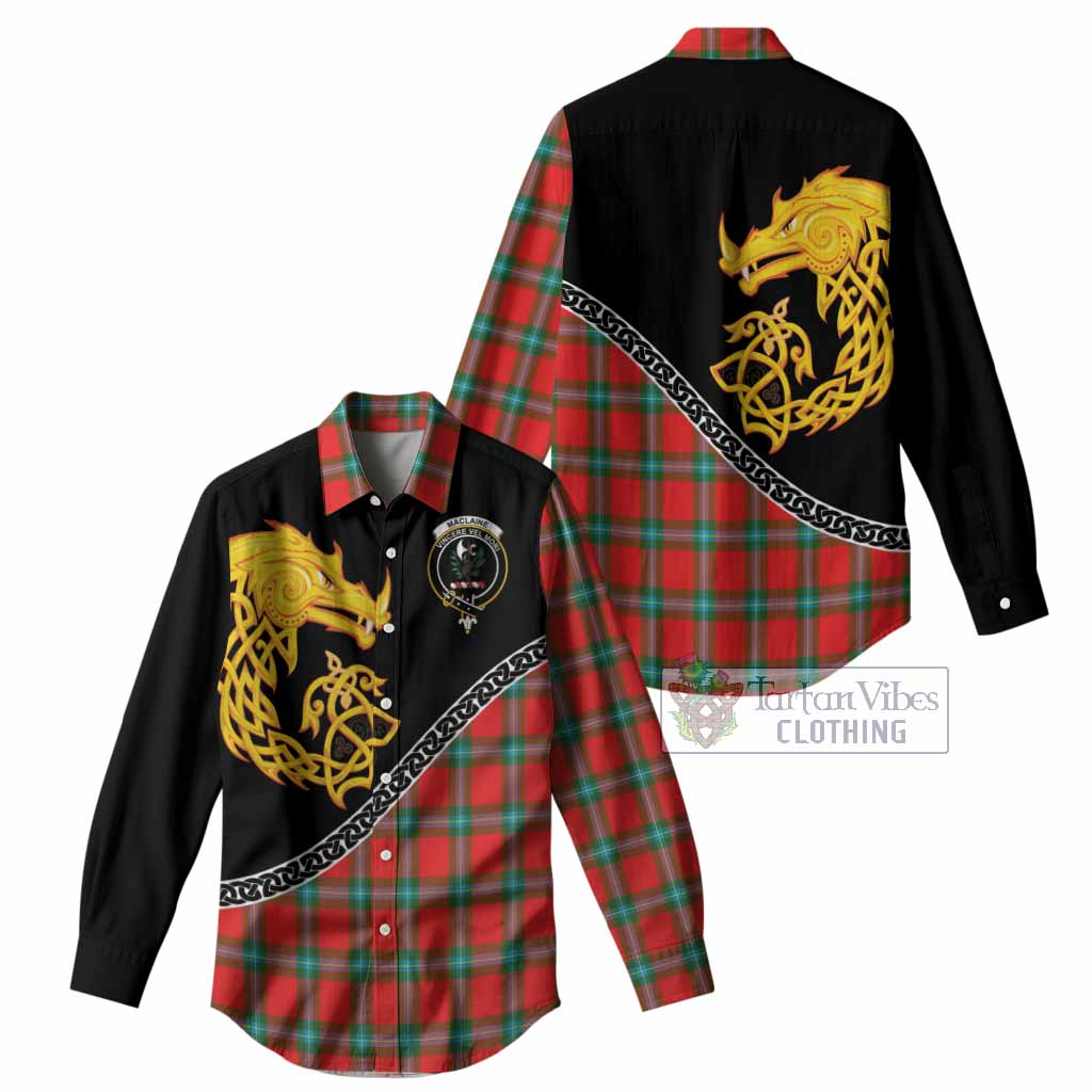 MacLaine (McLaine) Tartan Crest Women Casual Shirt Legendary Dragon Knot Half Style