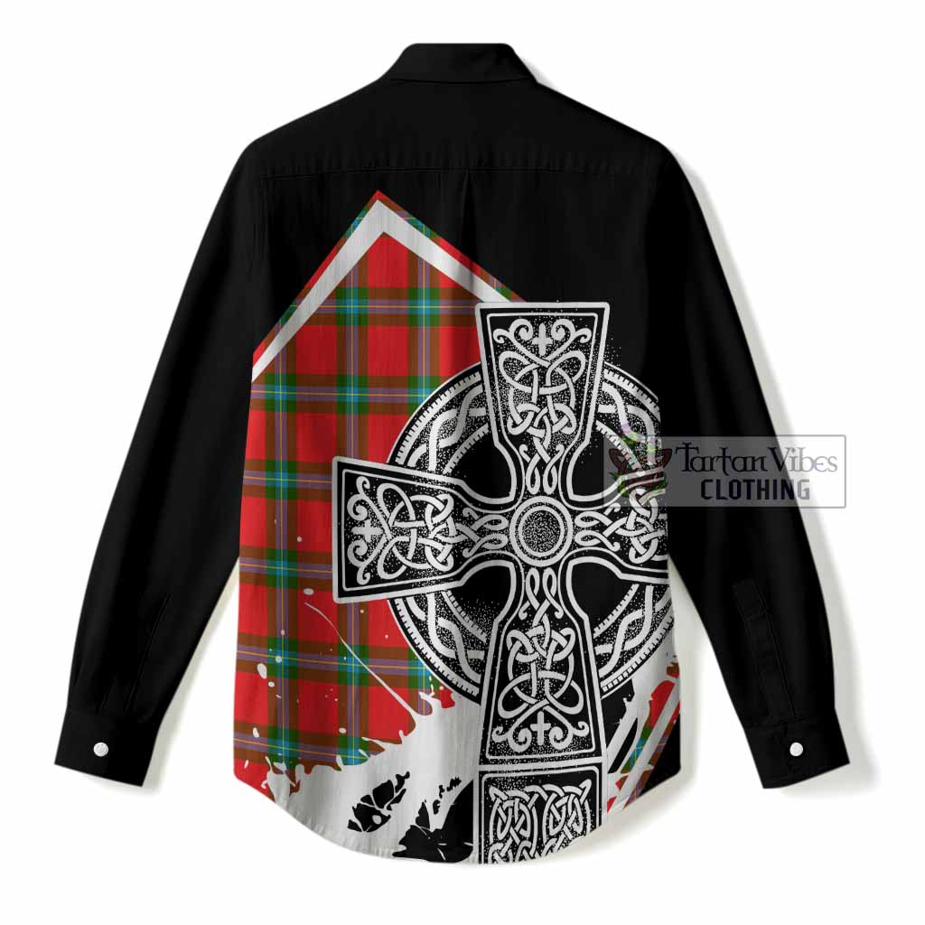 MacLaine (McLaine) Tartan Crest Women Casual Shirt Scottish Celtic Cross Heritage