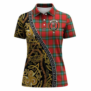 MacLaine (McLaine) Tartan Crest Women Polo Shirt Celtic Knot and Triple Trickle Spiral Symbols