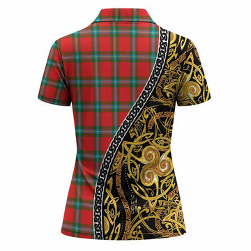 MacLaine (McLaine) Tartan Crest Women Polo Shirt Celtic Knot and Triple Trickle Spiral Symbols