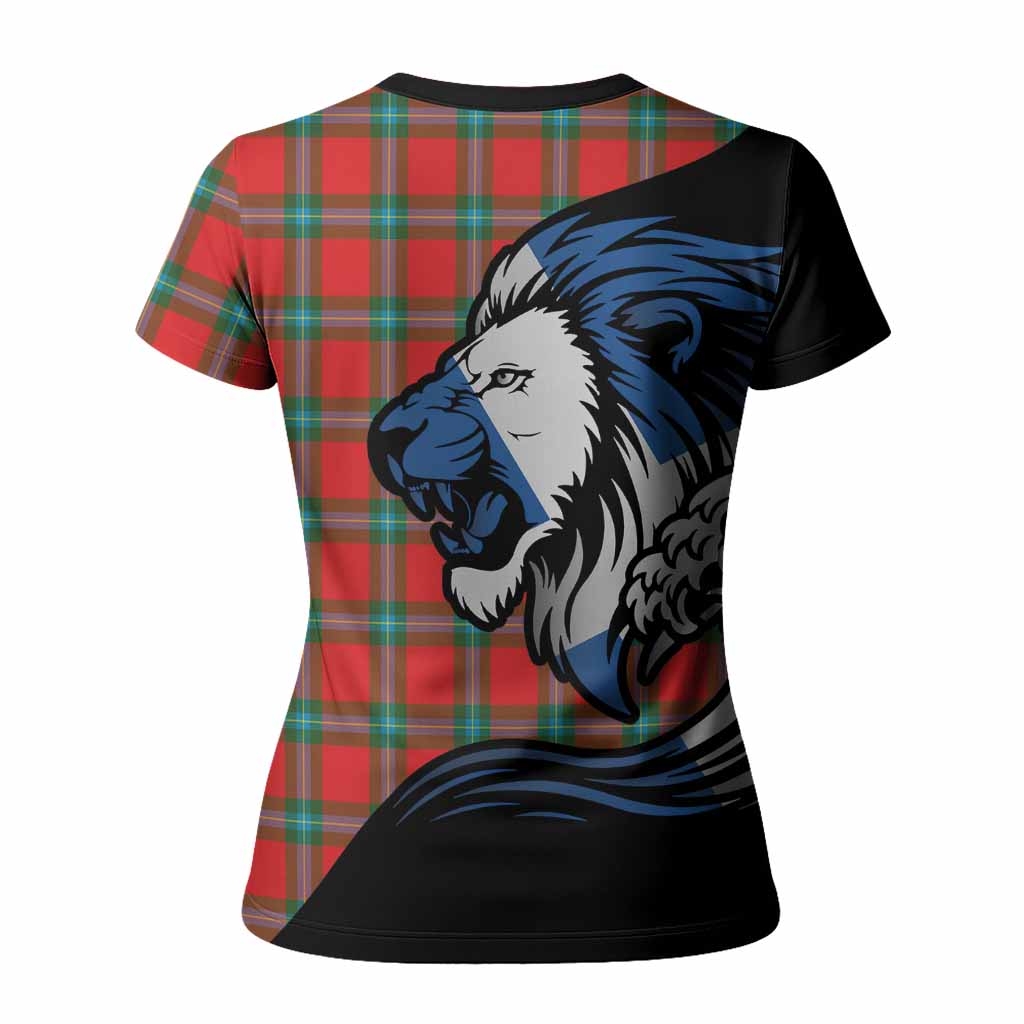MacLaine (McLaine) Tartan Crest Women T shirt Scottish Golden Lions Wave Flow