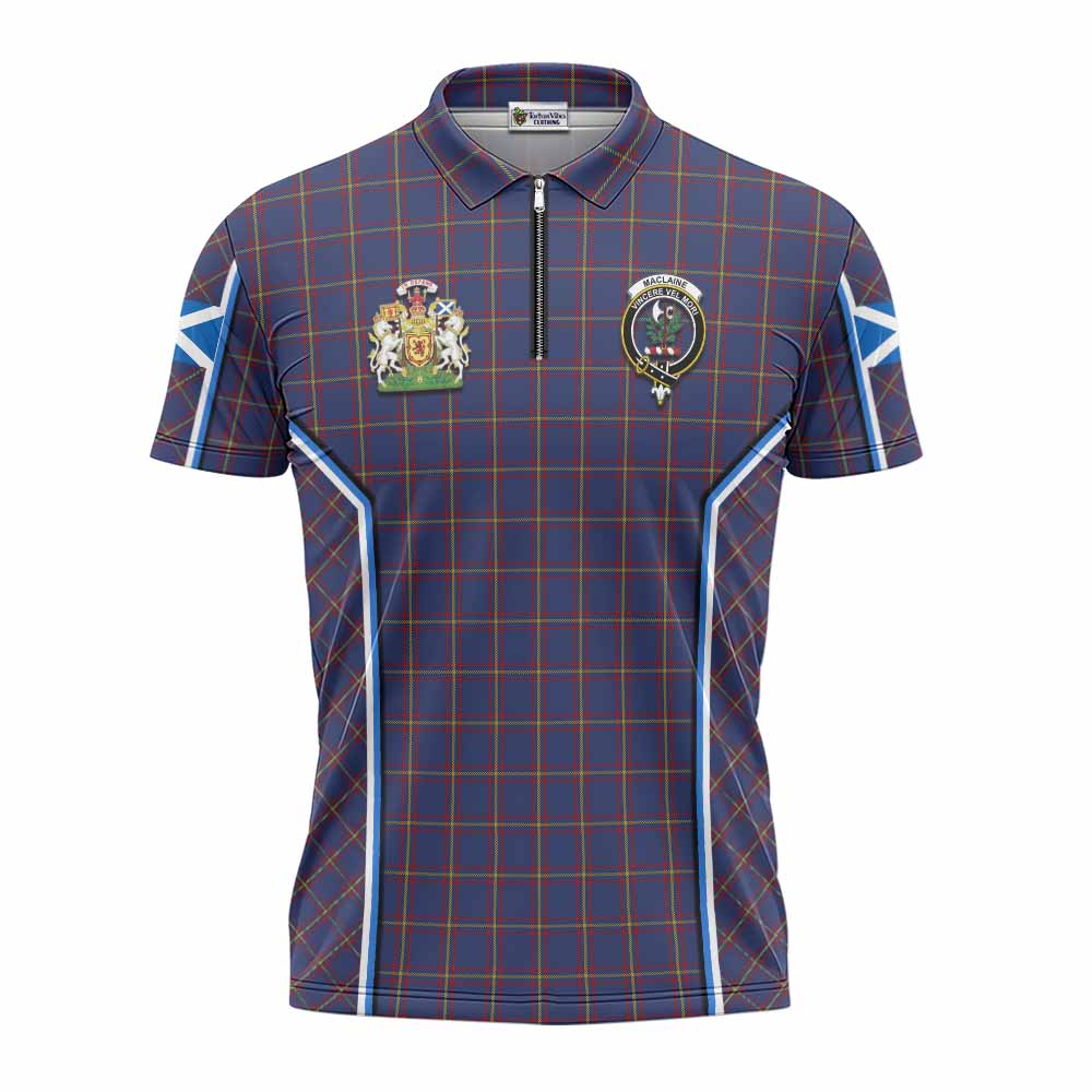 MacLaine (McLaine) Tartan Crest Zipper Polo Shirt Scotland Coat of Arm Flag Style - Tartan Vibes Clothing