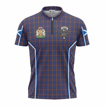 MacLaine (McLaine) Tartan Crest Zipper Polo Shirt Scotland Coat of Arm Flag Style