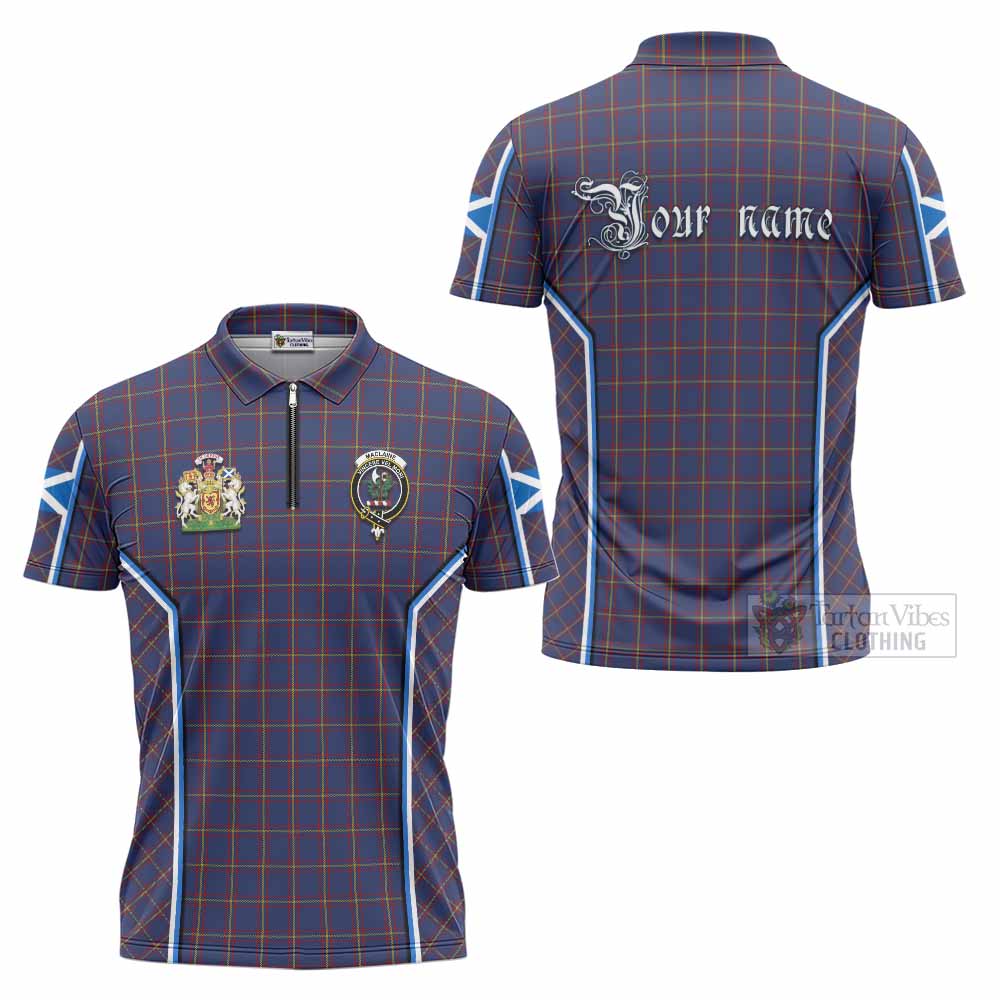 MacLaine (McLaine) Tartan Crest Zipper Polo Shirt Scotland Coat of Arm Flag Style - Tartan Vibes Clothing
