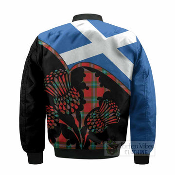 MacLaine (McLaine) Tartan Family Crest Bomber Jacket Scotland Thistle Floral Flag Style