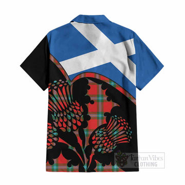 MacLaine (McLaine) Tartan Family Crest Cotton Hawaiian Shirt Scotland Thistle Floral Flag Style