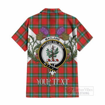 MacLaine (McLaine) Tartan Family Crest Cotton Hawaiian Shirt Scottish Burns Night Thistle Floral