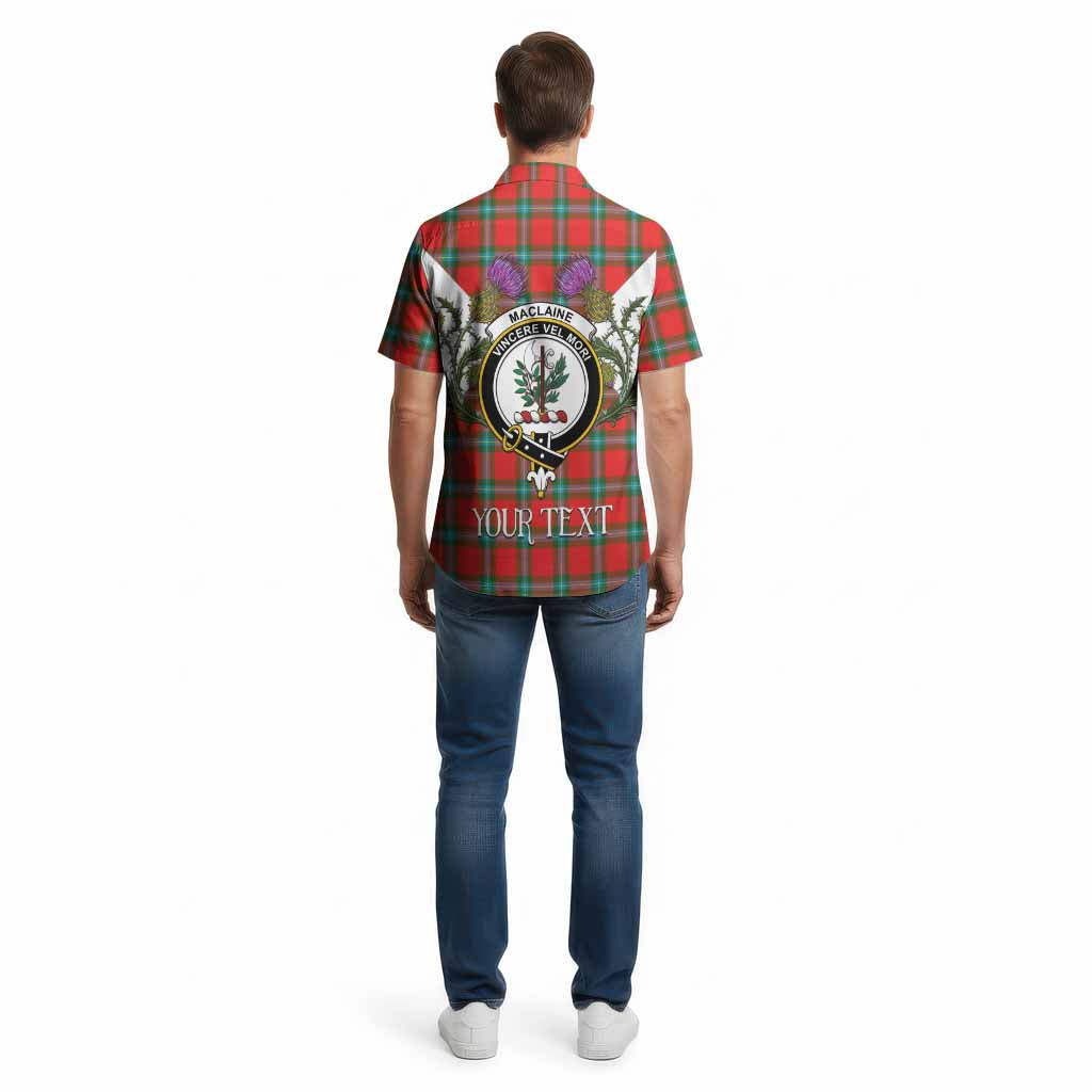 MacLaine (McLaine) Tartan Family Crest Cotton Hawaiian Shirt Scottish Burns Night Thistle Floral
