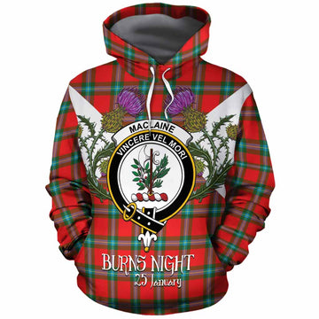 MacLaine (McLaine) Tartan Family Crest Cotton Hoodie Scottish Burns Night Thistle Floral