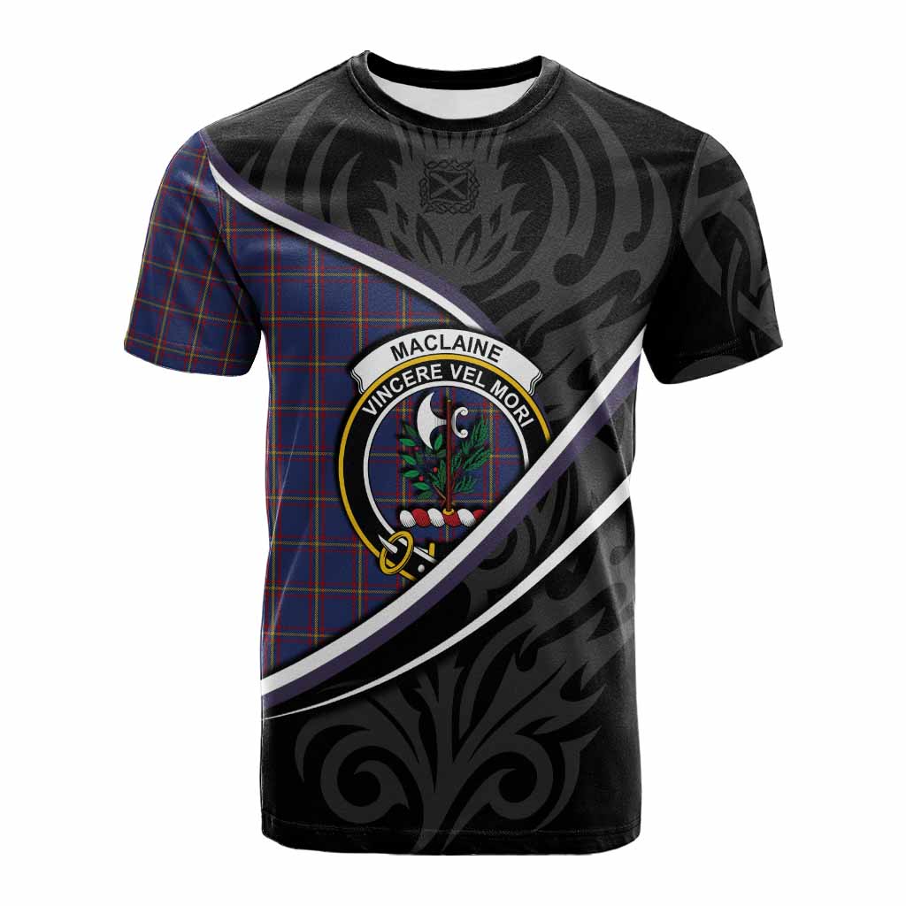 MacLaine (McLaine) Tartan Family Crest Cotton T-shirt Celtic Scottish Thistle Floral - Tartan Vibes Clothing