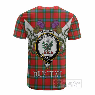 MacLaine (McLaine) Tartan Family Crest Cotton T-shirt Scottish Burns Night Thistle Floral