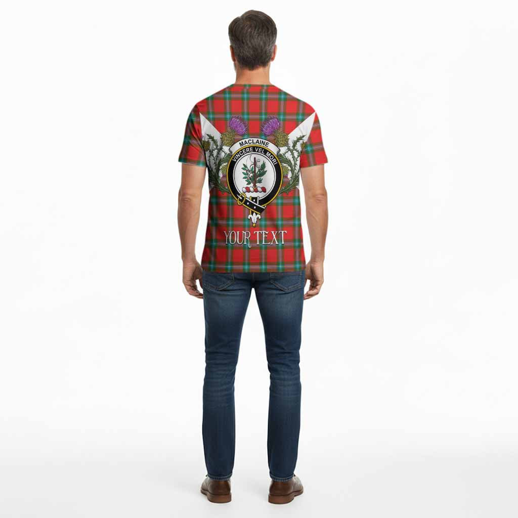 MacLaine (McLaine) Tartan Family Crest Cotton T-shirt Scottish Burns Night Thistle Floral