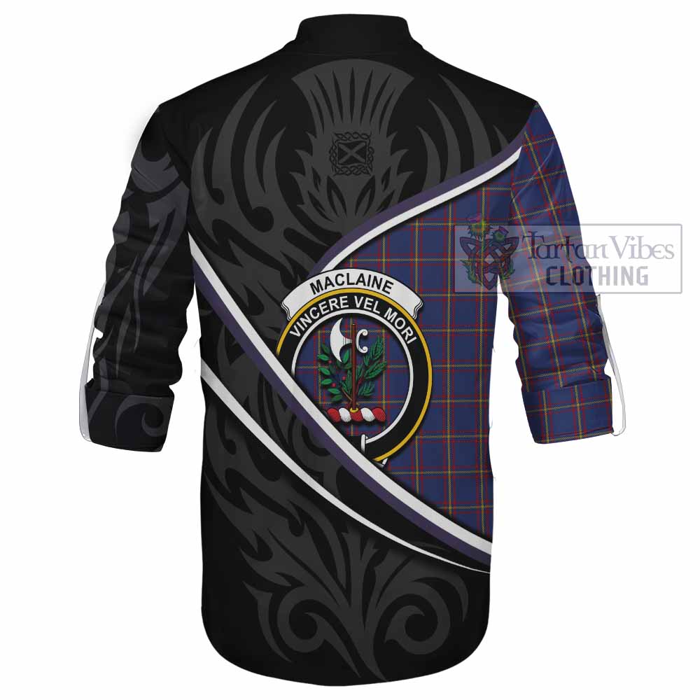 MacLaine (McLaine) Tartan Family Crest Ghillie Kilt Shirt Celtic Scottish Thistle Floral - Tartan Vibes Clothing