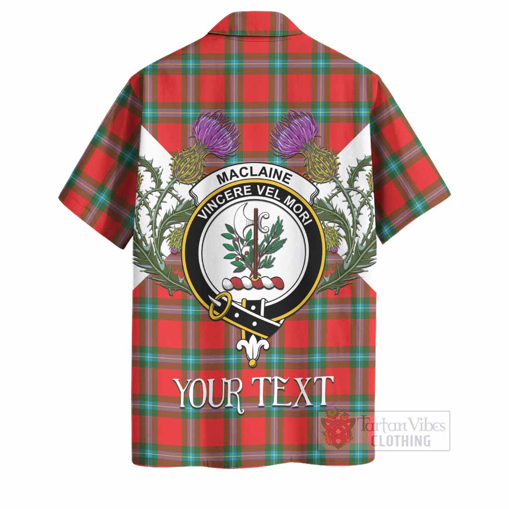 MacLaine (McLaine) Tartan Family Crest Hawaiian Shirt Scottish Burns Night Thistle Floral