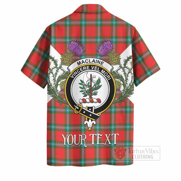 MacLaine (McLaine) Tartan Family Crest Hawaiian Shirt Scottish Burns Night Thistle Floral