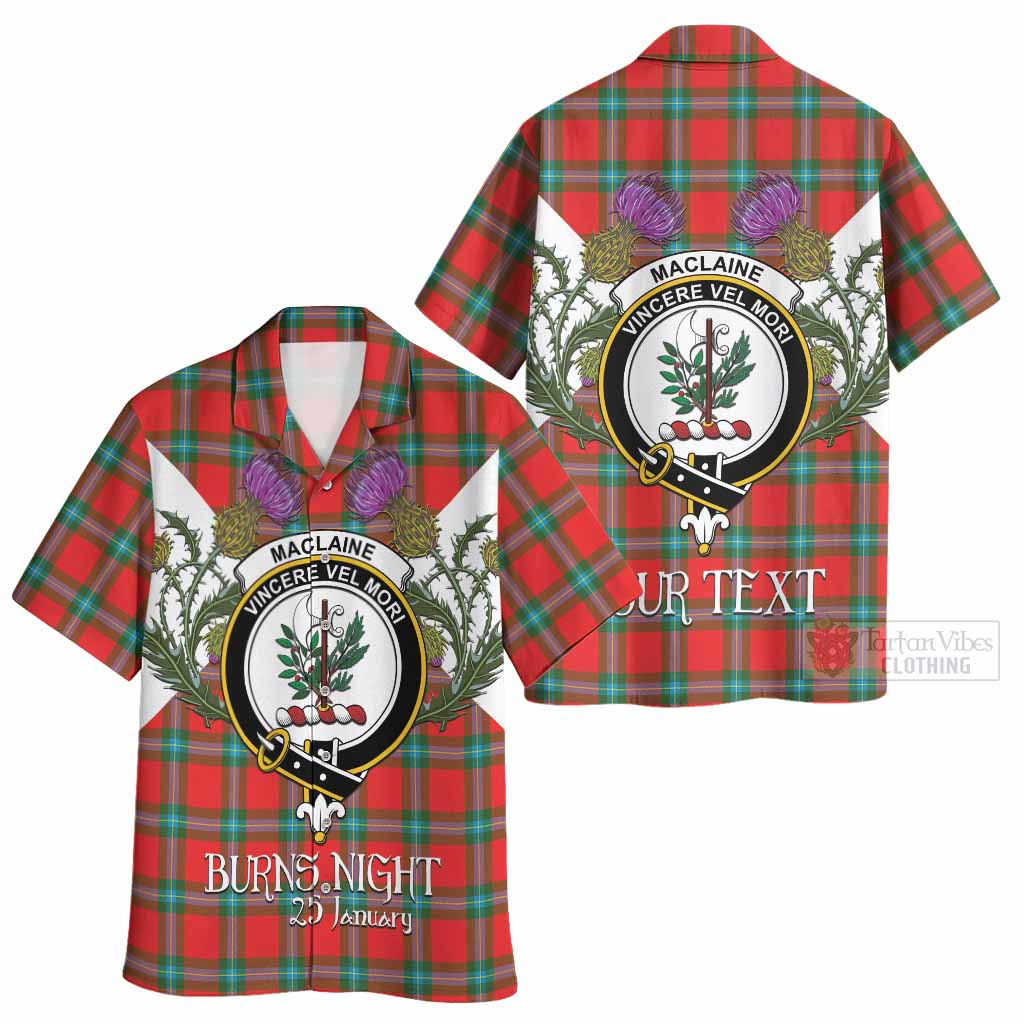 MacLaine (McLaine) Tartan Family Crest Hawaiian Shirt Scottish Burns Night Thistle Floral