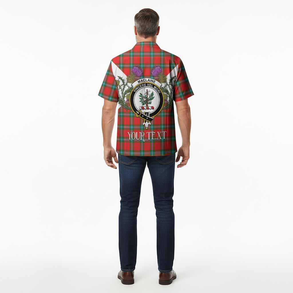 MacLaine (McLaine) Tartan Family Crest Hawaiian Shirt Scottish Burns Night Thistle Floral
