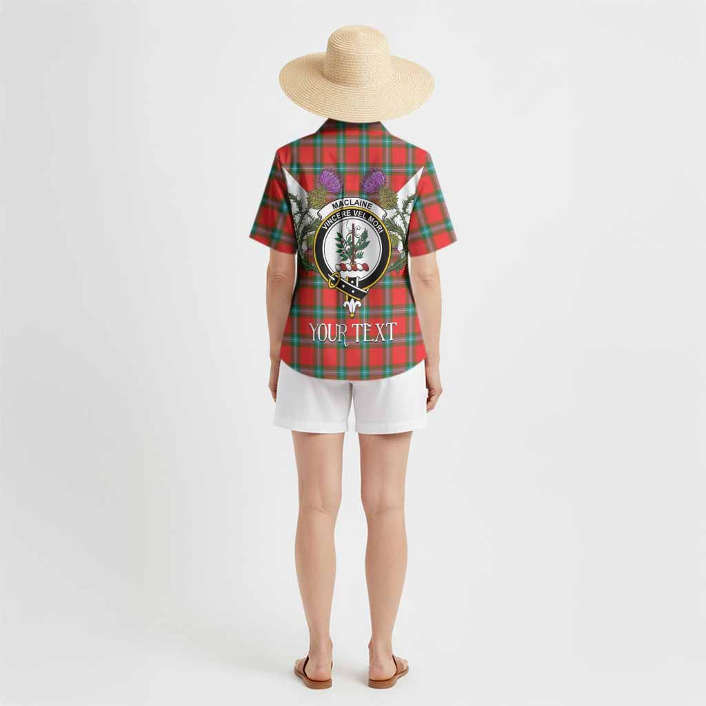 MacLaine (McLaine) Tartan Family Crest Hawaiian Shirt Scottish Burns Night Thistle Floral