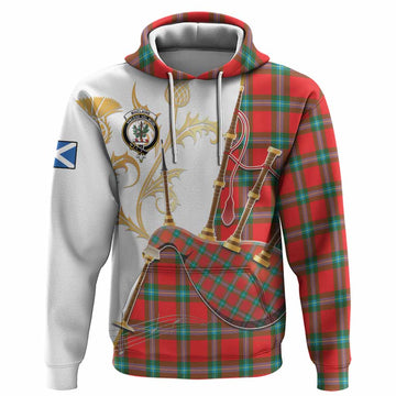MacLaine (McLaine) Tartan Family Crest Hoodie Bagpipes with Scottish Thistle