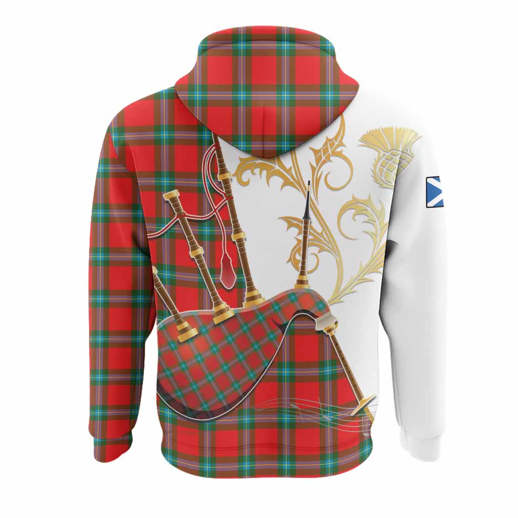 MacLaine (McLaine) Tartan Family Crest Hoodie Bagpipes with Scottish Thistle
