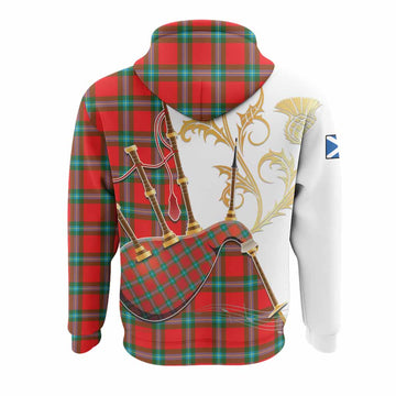 MacLaine (McLaine) Tartan Family Crest Hoodie Bagpipes with Scottish Thistle