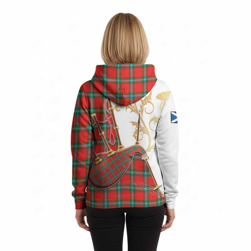 MacLaine (McLaine) Tartan Family Crest Hoodie Bagpipes with Scottish Thistle